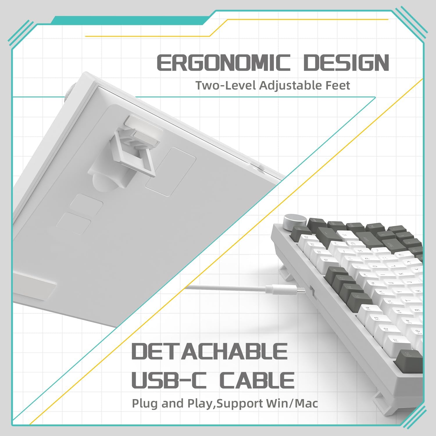 AJAZZ AK820 wired gaming mechanical keyboard is a must-have for esports gamers in the office. It comes in multiple colors and can be selected with full key hot swappable Gasket structure and metal adjustment knob. FN multimedia function is plug and play