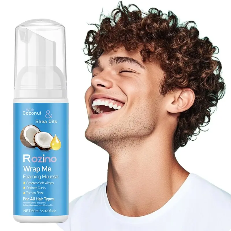 60ML Foaming Hair Mousse with Coconut Oil and Shea Butter, Soften and Style Curly Hair, Hydrates Curls, Suitable for All Hair Types, Natural Drying or Blow Dry
