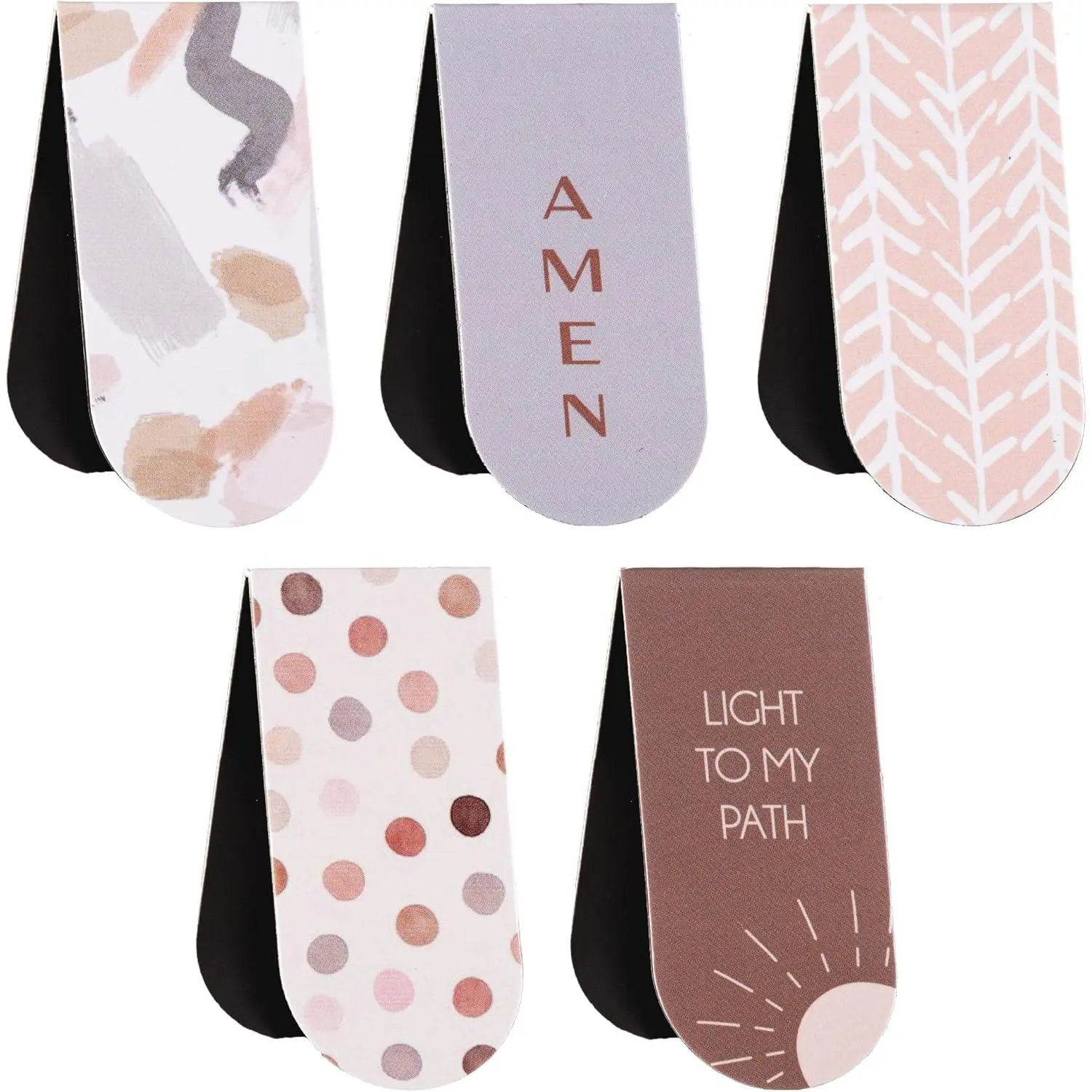5-Pack Light Bookmarks, 2.2x1 in Page Markers with Secure Grip, Office Stationery Study Supplies, Christian Gifts for Women/Men