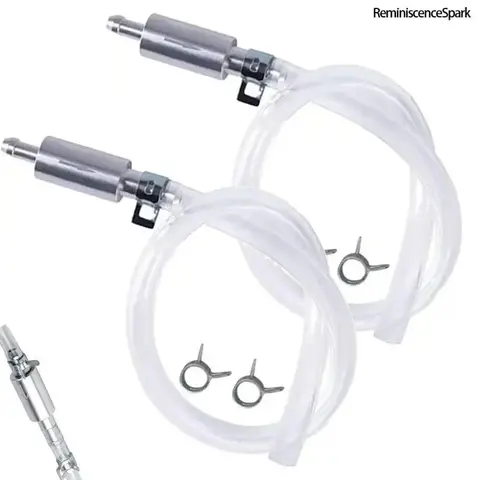 4/2-PCS Universal Brake Bleeder Hose Kit with 1-Way Valve, Flexible Tubes, Metal Clip Hold & Metal Clips, Aluminum/Rubber Tool (2-Pack) for Car & Motorcycle Hydraulic Brakes, Universal Size Fits Most Vehicles