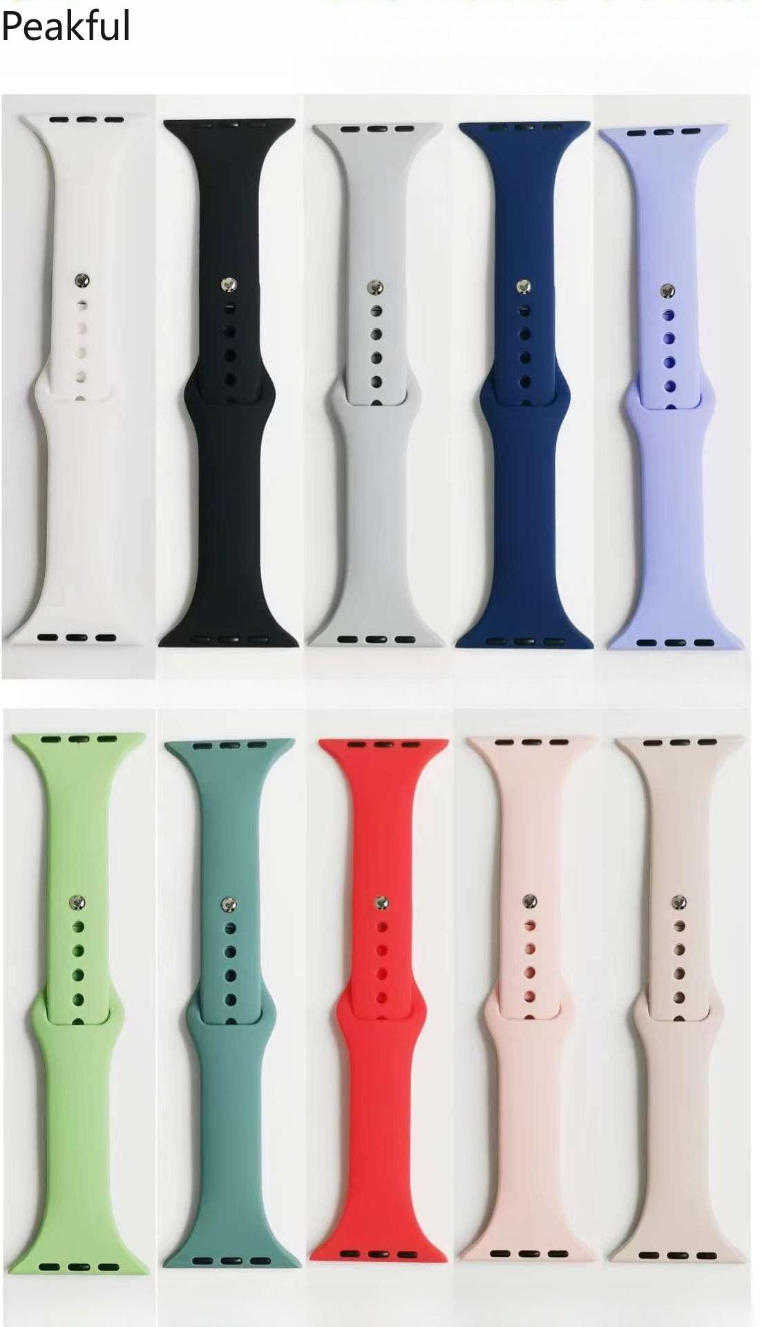 Spot silicone strap Small waist silicone watch strap Solid color single buckle Applicable to all Apple watch straps