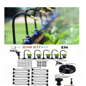 20m Micro Drip Irrigation Kit with Adjustable 7.87" Brass Mist Nozzle - Automatic Watering System for Efficient Balcony & Greenhouse Gardening, Euro-american Standard, No Electricity Required