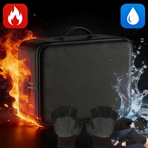 Fireproof Document Safe Box with Combination Lock Waterproof File Storage Organizer Portable Travel Bag for Important Papers Certificate
