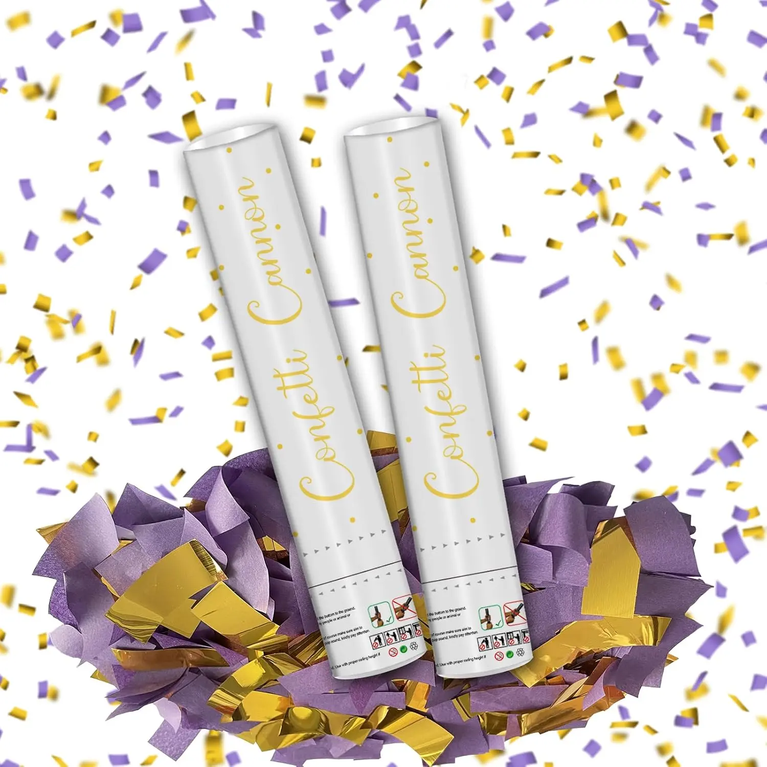 12"  and  Confetti Cannon Party Poppers - 2 Pack | Birthday Graduation  Bridal Shower Wedding  Year Celebrations - Easy to Use