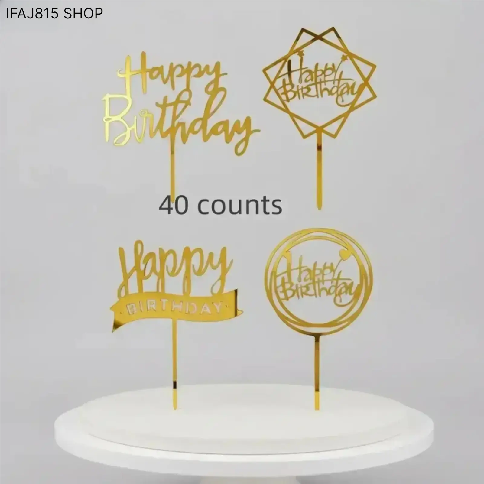 40PCS Birthday Cake Topper Set, Creative Party Cake Decorating Kit, Gold Happy Birthday Cupcake Toppers and Dessert Decorations, Party Baking Supplies for Birthday Celebrations, Baby Shower and Event Decor
