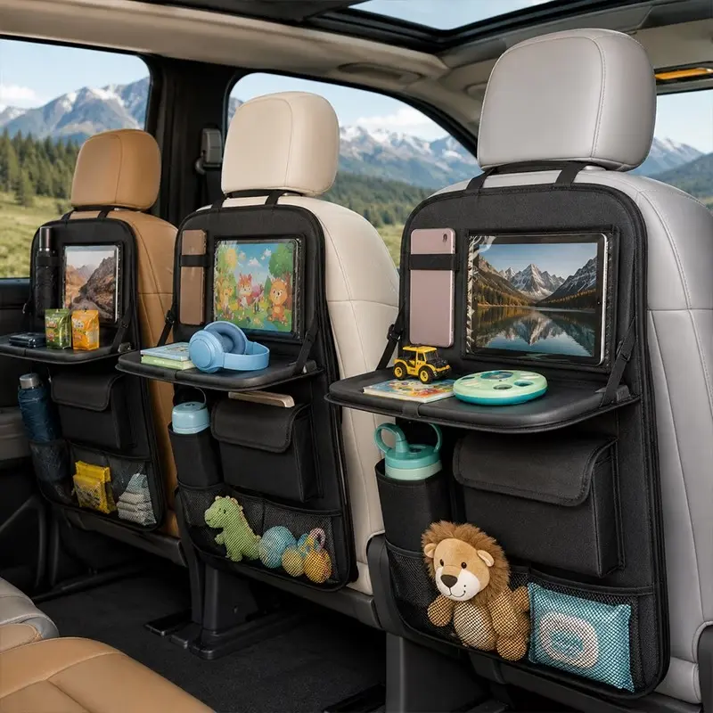 2-Piece Car Seat Storage Bag with Foldable Board, Durable Material, Multiple Pouches, Ideal for Travel