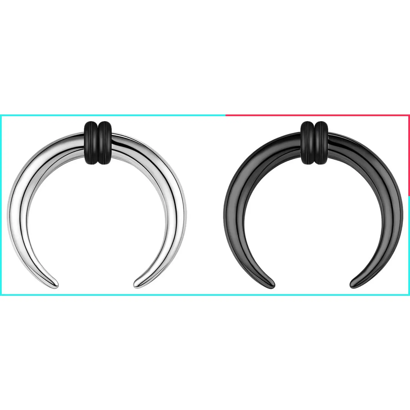 2Pcs Pincher Tapers & Septum Rings Set, Buffalo Horseshoe Stretcher Expander for Stretching Pierced Nose Ear Gauge, 2G 4G 6G 8G 10G 14G 16G for Women Men