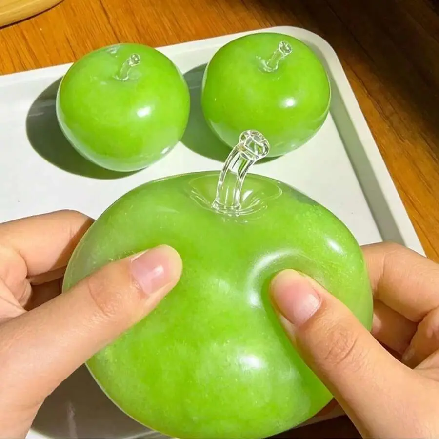 Green Apple Slushie Squeeze Toy, Malleable Coconut Oil Squishy Stress Relief Toy With Sound-Activated Squeeze Ball, Addictive Tactile Sensory Toy