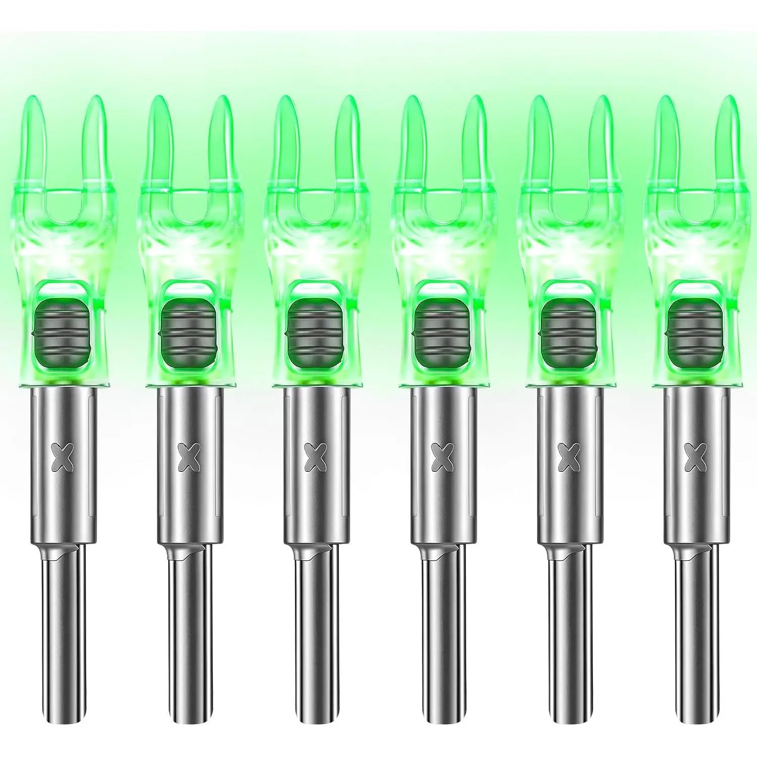 6PCS Lighted Nocks for Arrows with .204 .233 .244 .246 ID with ON/Off Switch with H, S, GT Bushings High-Visibility Lighted Arrow Nocks