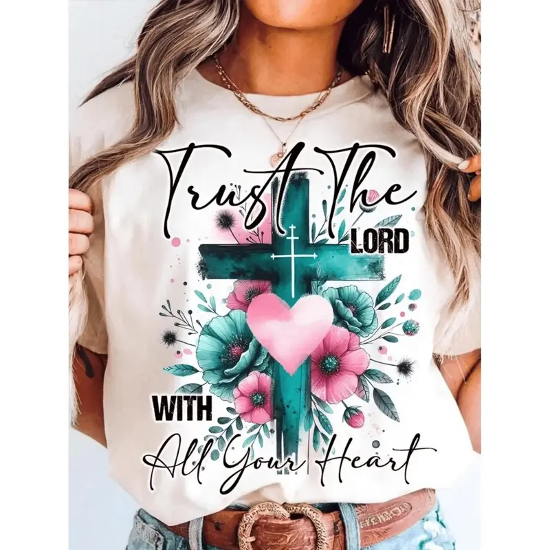 Good Friday and Mothers Day Women's Round Neck T Shirt Minimalist Design Comfortable Breathable Ideal for Daily Casual Wear Elegant Style Perfect for Summer Events Local Delivery