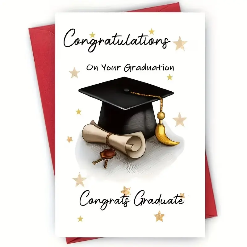 Unique Graduation Celebration Card with Envelope, Perfect Gift for Friends and Family, Cartoon Design, Inspirational Theme, College Graduates