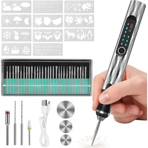 Engraving Pen, Electric Engraver Pen Kit with 37 Bits, 3-Speed USB Rechargeable Metal Engraving Pen for  Glass Stone Leather Plastic, Cordless Rotary Tool for DIY Crafts, , Custom Gifts