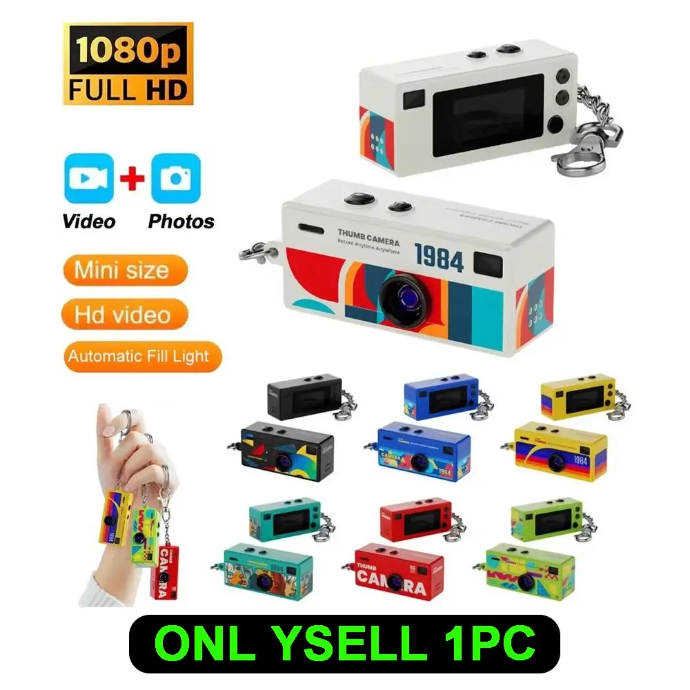 Mini Thumb Camera 1080P HD, Keychain Camera with Flash, Automatic Fill Light, Portable Video Recorder, Mini Size Compact Design, Ideal for Travel & Daily Use