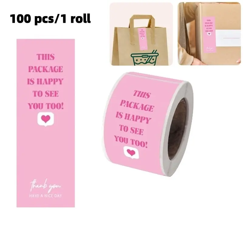 100pcs/1 Roll Stickers, Perfect for Packaging & Decoration, Ideal Gift Wrapping Material, Durable Adhesive Surface