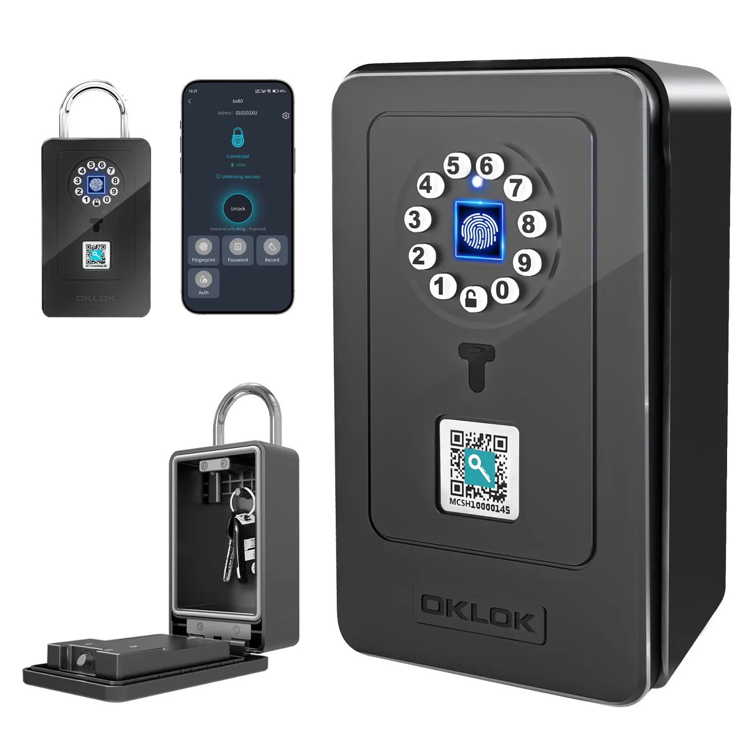 OKLOK New Smart Lock Boxes, Security Lock Box, Secure Lock Box, Fingerprint Key Box, Bluetooth-compatible Key Box with APP Control & Passcode, Waterproof Wall Mounted & Door Hanging #GLOBAL PICKS