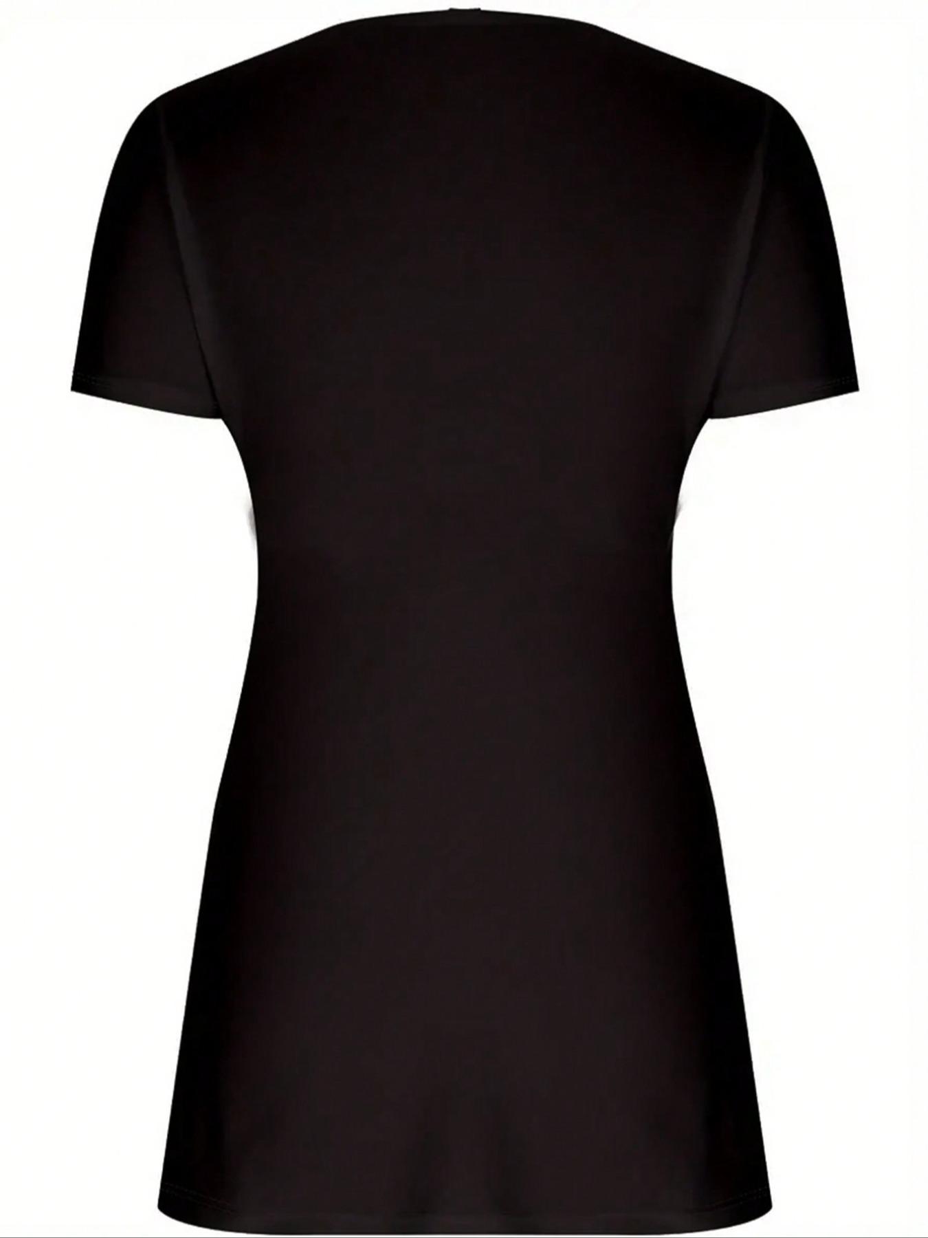 【Plus Size】 Solid Twist Front V Neck Tee, Elegant Casual Short Sleeve T-shirt for Summer, Casual Fashionable Top, Women's Plus Clothing for Daily Wear, Lady