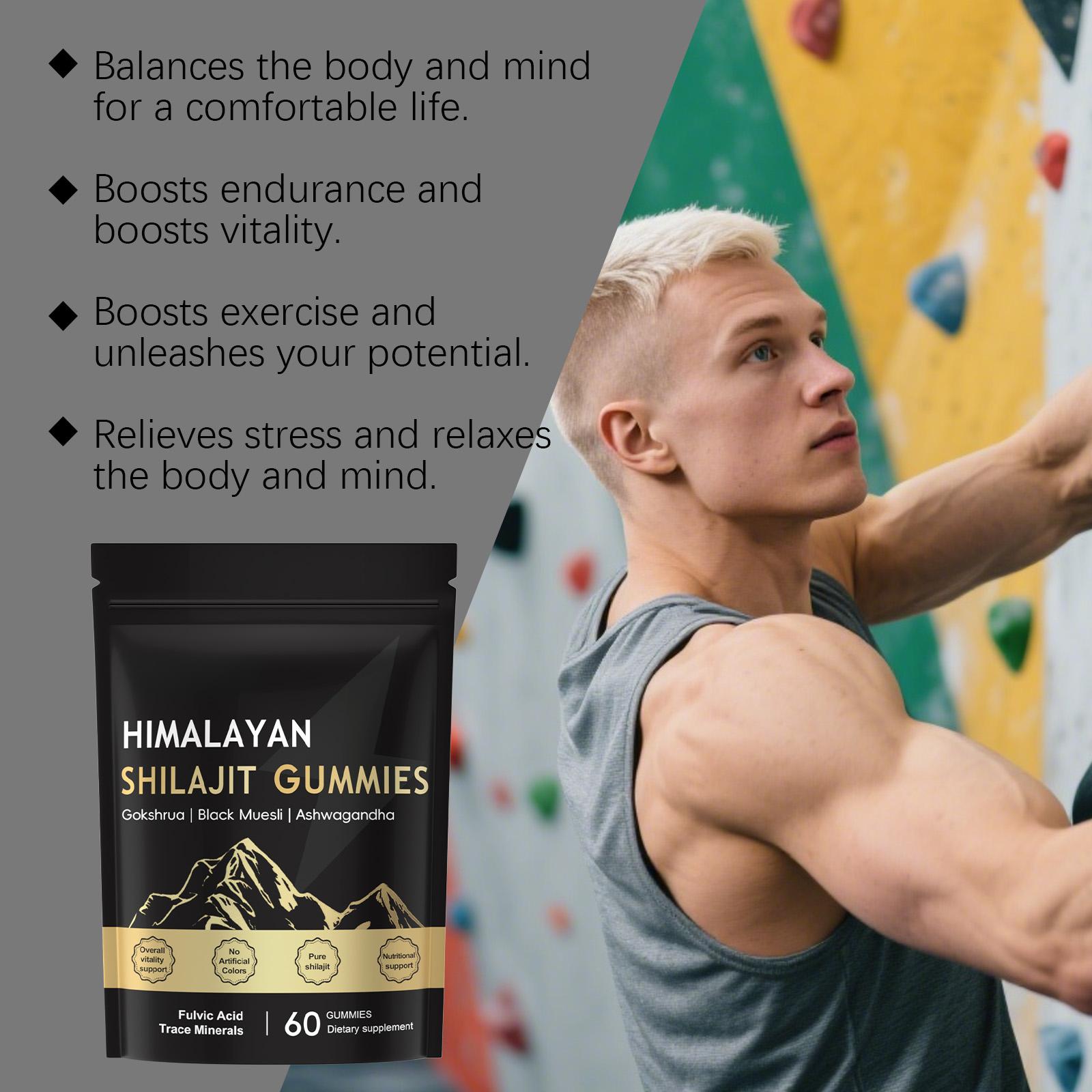 【GRAB 3 NOW】Shilajit Gummies With Ashwagandha, Gokshura & Black Ginger，Daily Care Support for Enhancing Physical Energy Vitality Supplement，shilajit for men Healthcare， Dietary Fitness | 60 Gummies |