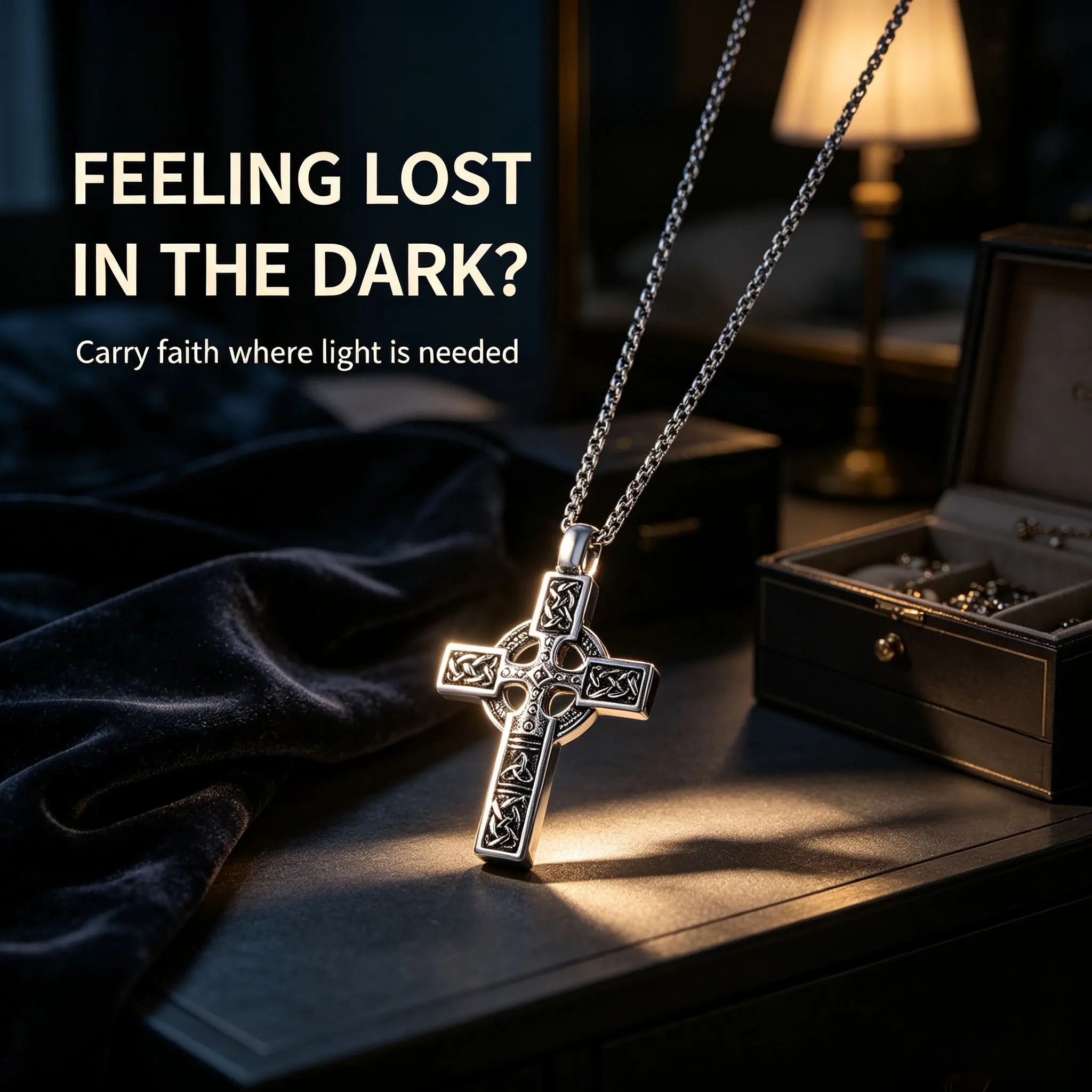 Vintage Celtic Knot Cross Pendant Necklace, Stainless Steel Irish Trinity Knot Religious Charm Chain, Gothic Faith Jewelry, Unisex Gift