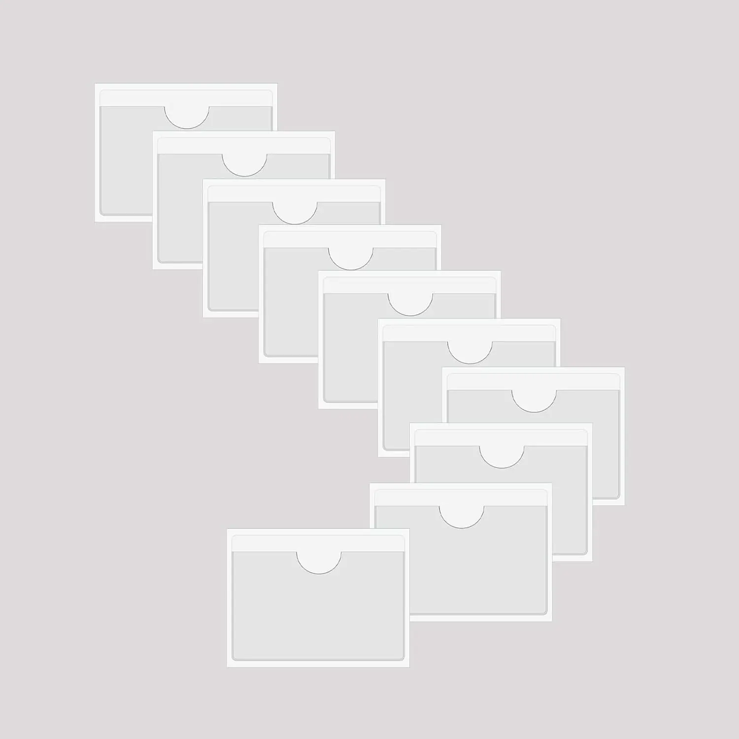 Adhesive Clear Pockets,Self Adhesive Clear Label Pockets Adhesive Card Folder Plastic Pockets Holders Sleeves for Index Cards Planners Cabinet Shelves Photo Cd,10Pieces (115x77mm)