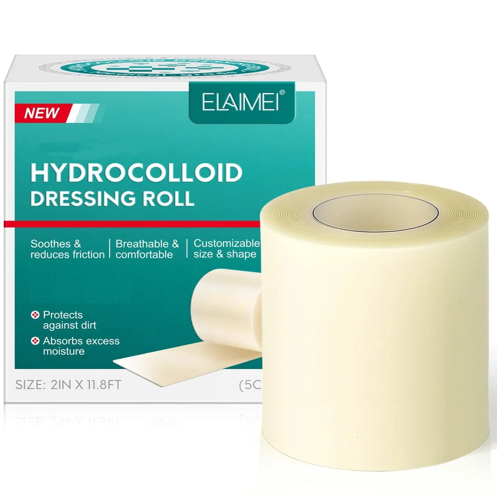 Elaimei Water Gel Bandage 5cmx3.6m, Anti-Dirty, Low Friction, Breathable, Comfortable, Skin Protection, Transparent, Cuttable