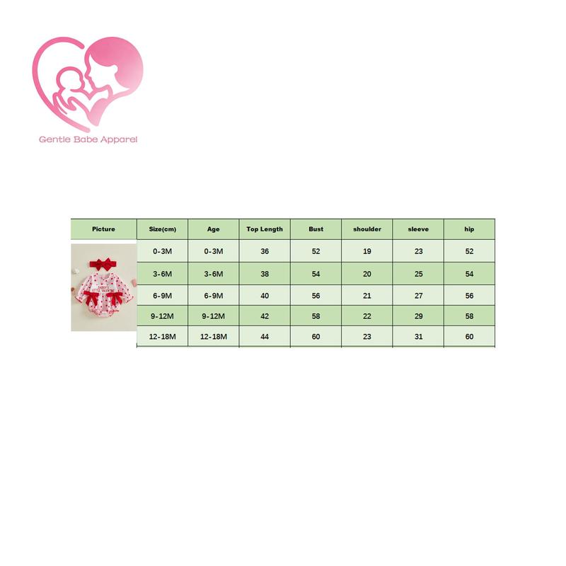 (90% Cotton) GBA Infant Baby Girl Valentines Day Outfit Long Sleeve Heart Letters Bow Romper with Hairband Spring Clothes 0-18 Months