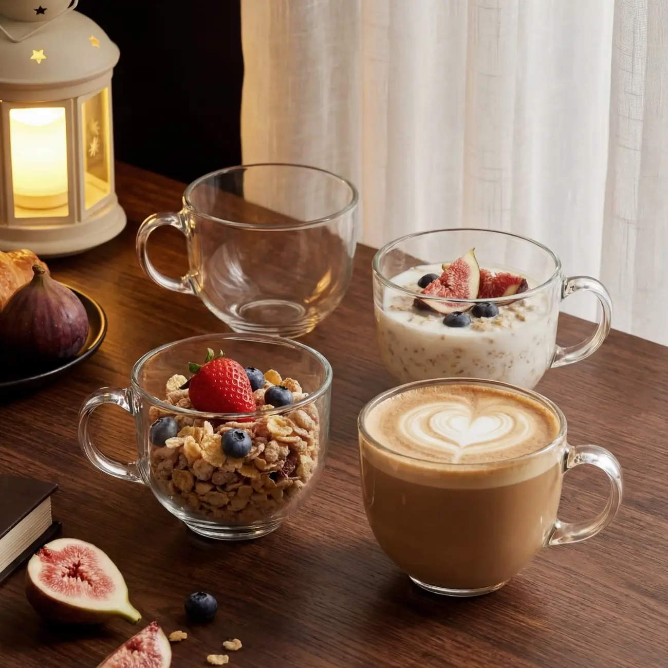 Transparent Simple Glass Cup with Handle 400ML Drinkware, Coffee Glasses, Ideal for Cappuccino, Tea, Espresso, Latte, Oat Milk, Smoothies, Juices, Shakes