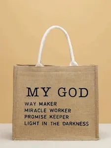 Faith over Fear Linen Tote Bag, Large Capacity Fashion Handbag, Teacher Gift, School Supplies, Beach Holiday, Daily Commute, Sports Fitness