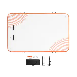 Inflatable Floating Dock, 8 x 5FT/7 x 7FT/6 x 5FT Inflatable Dock Platform, Non-Slip Water Floating Dock Mat with Portable Carrying Bag & Detachable Ladder, Floating Platform Island Raft for Pool Beach Ocean