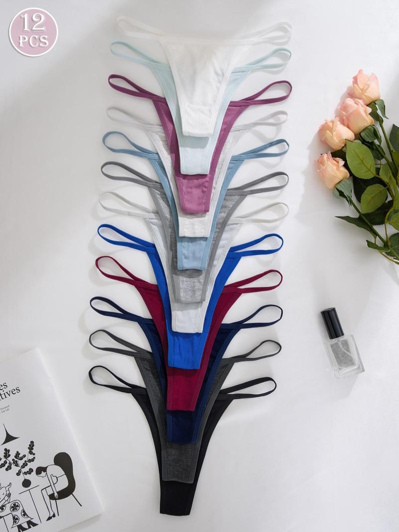 Women's Solid-Color Thongs, Comfortable Soft Breathable Panties for Daily Wear, Women's Underwear for All Seasons, Soft Comfy Panties
