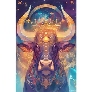 5D DIY Diamond Painting Kit with Tools, Unframed, Sparkling Taurus Zodiac Design, Shiny Rhinestones, Perfect for Home Decor, Living Room Wall Art, Craft Gift for Adults and Beginners