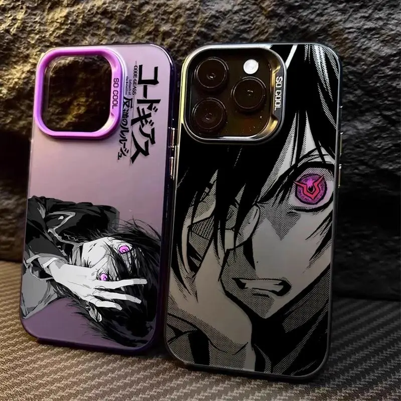 Matte Lavender Gradient Wrap Frame Purple Independent Metal Lens Black Hair Boy Hand Mark Manga Hard Matte Cover For iPhone 17 16 15 14 13 12 11 Pro Max Air Plus Anti Fall Matte Cover