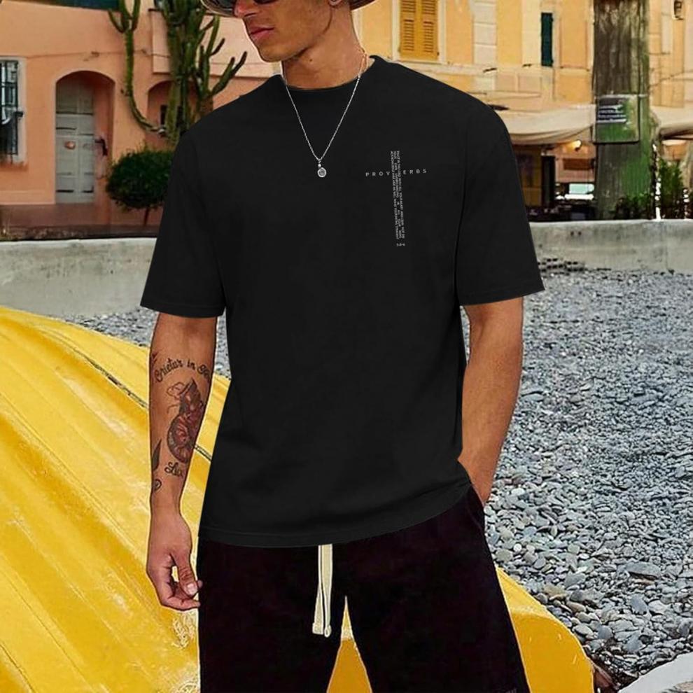 Vintage Inspired Christian T Shirts for Men Religious Graphic Cotton Tee with Cross Print Comfort Fit Short Sleeve Casual Top Biblical Apparel