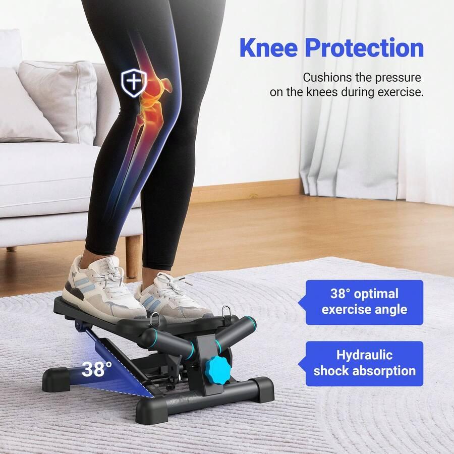 Steppers for Exercise, Space-saving Stair Stepper with Resistance Bands, Mini Home And Office Use 330LBS Loading Capacity, Hydraulic Fitness LCD Monitor foldable sweat band waist trainer belt Adjustable Thigh Butt Exerciser Silicone Wrist Ankle Weights Ab