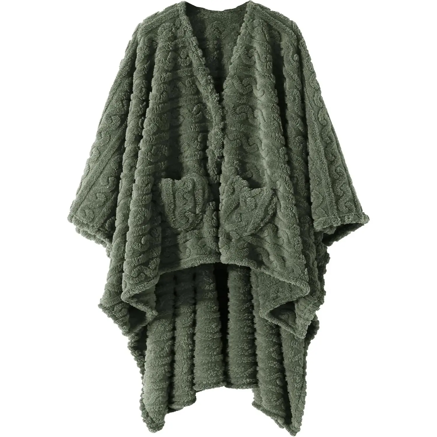 Wearable Blanket Fleece Shawl Blanket with Pockets Blanket Poncho Cape for Adults, Cozy Shawl TV Throw