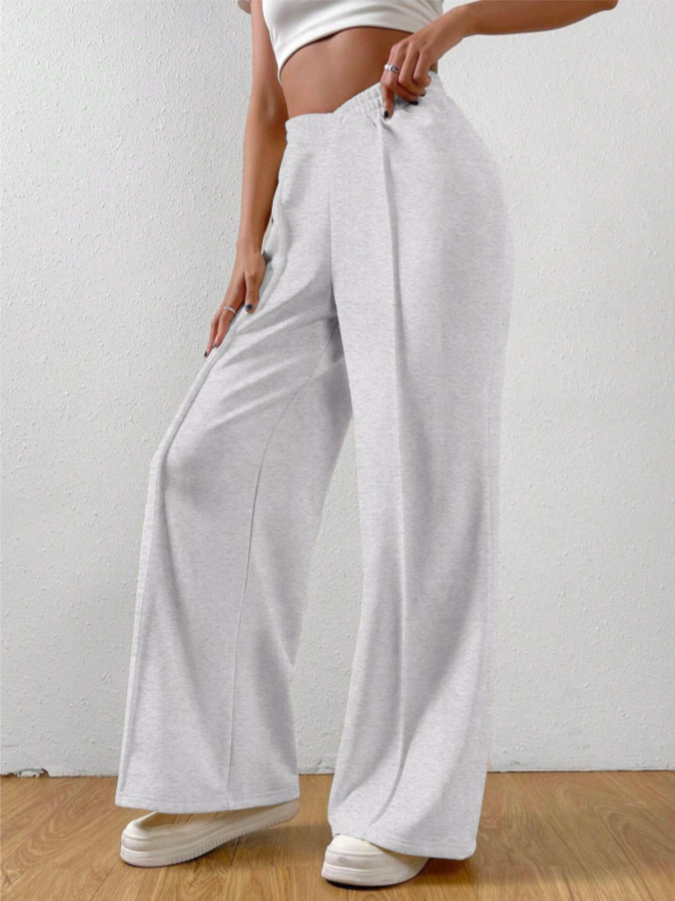 Women's Cross Waist Sporty Pants, Loose Fit Autumn Winter Sweatpants, Casual High-Waisted Long Leggings for Ladies, Athleisure Style Bottoms