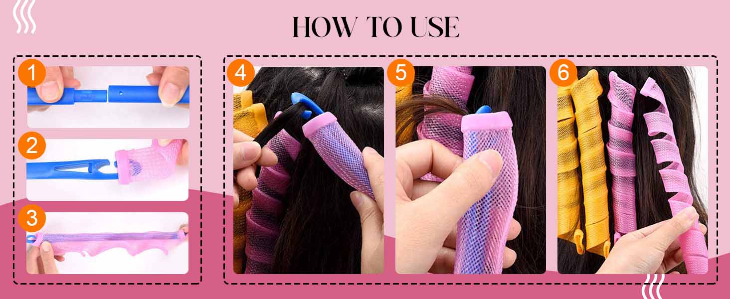 40pcs Heatless Spiral Hair Curlers for Long Hair - Heatless Curls Overnight 22inch Magic Hair Rollers No Heat Curlers for Women Kids