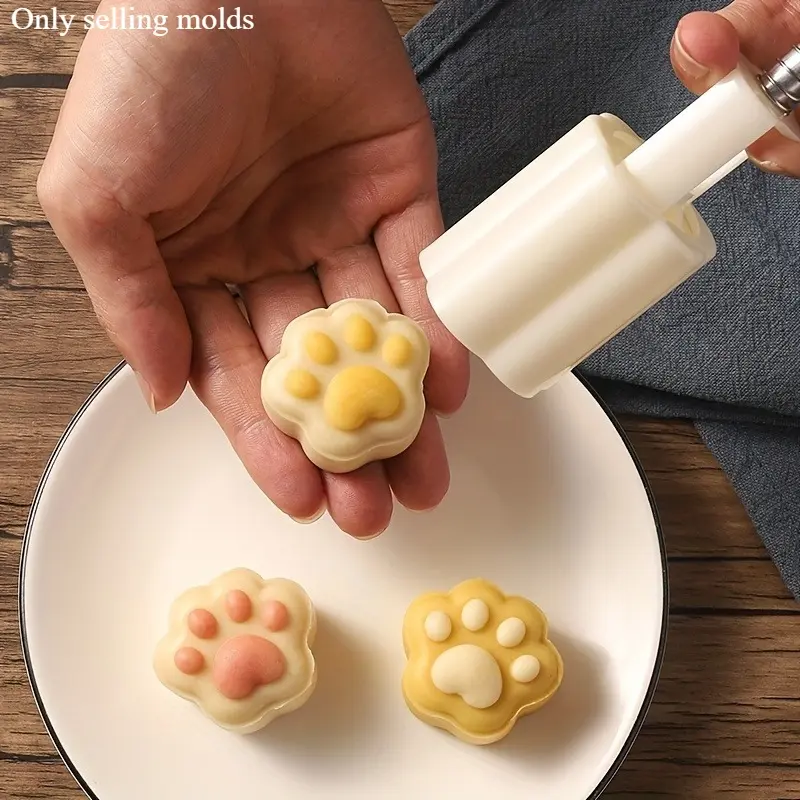 Cute Cat Paw Mooncake Mold, Spring Hand Press Cookie Pastry Mold for Snow Skin Mooncakes, Mochi, Bean Cakes & DIY Desserts