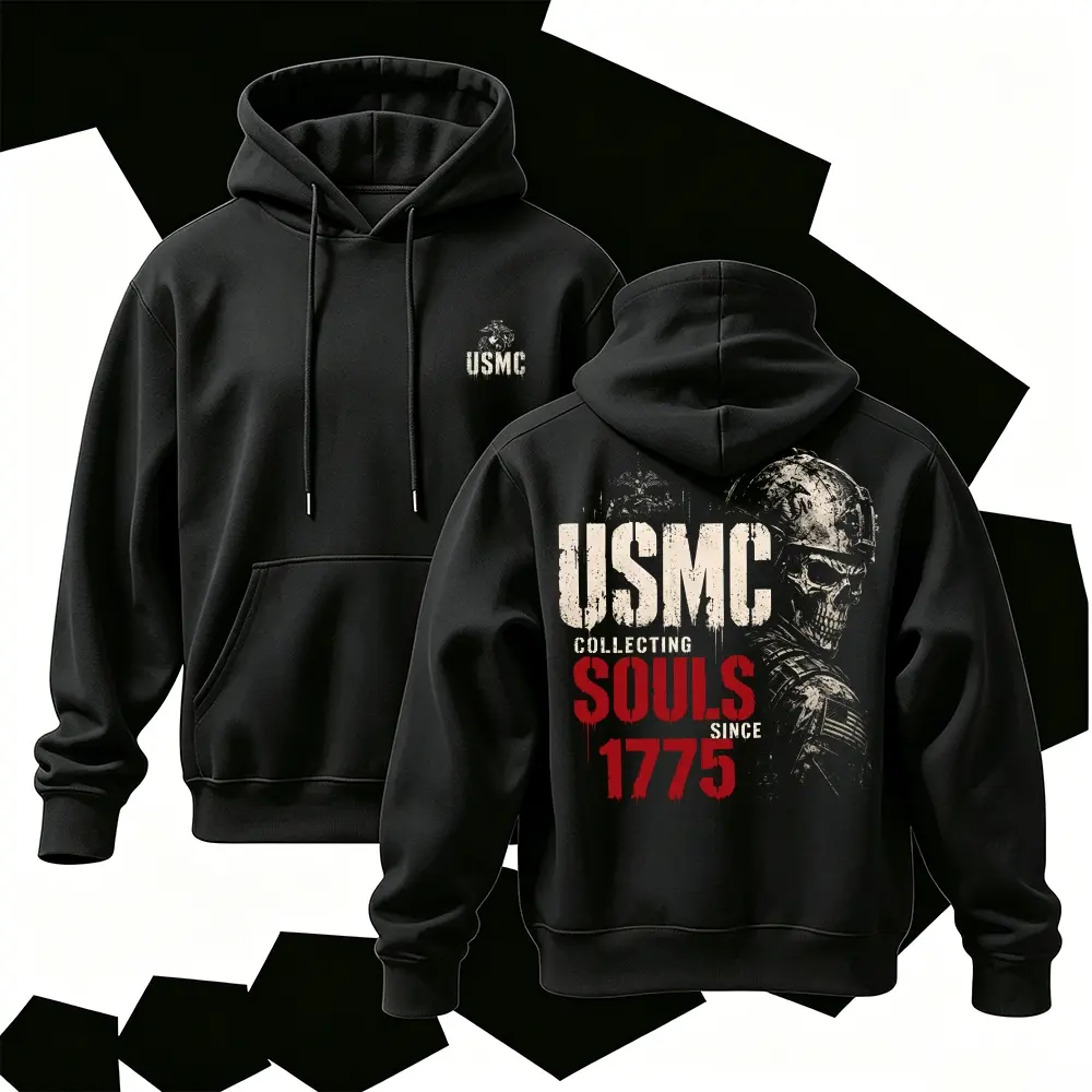 Men's Military Graphic Hoodie, Skull Warrior Streetwear Sweatshirt, Vintage Tactical Style Pullover