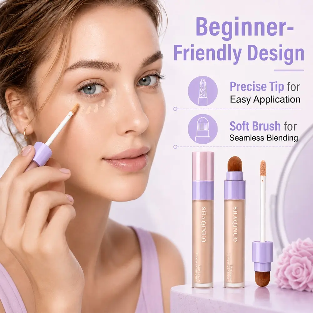 3.5ML Shaqinuo Double-Ended Concealer and Contour Liquid for Flawless Skin, Covering Spots and Dark Circles, Matte Finish, Natural Contour for Beginners, Affordable Face Brightening and Nose Shadow