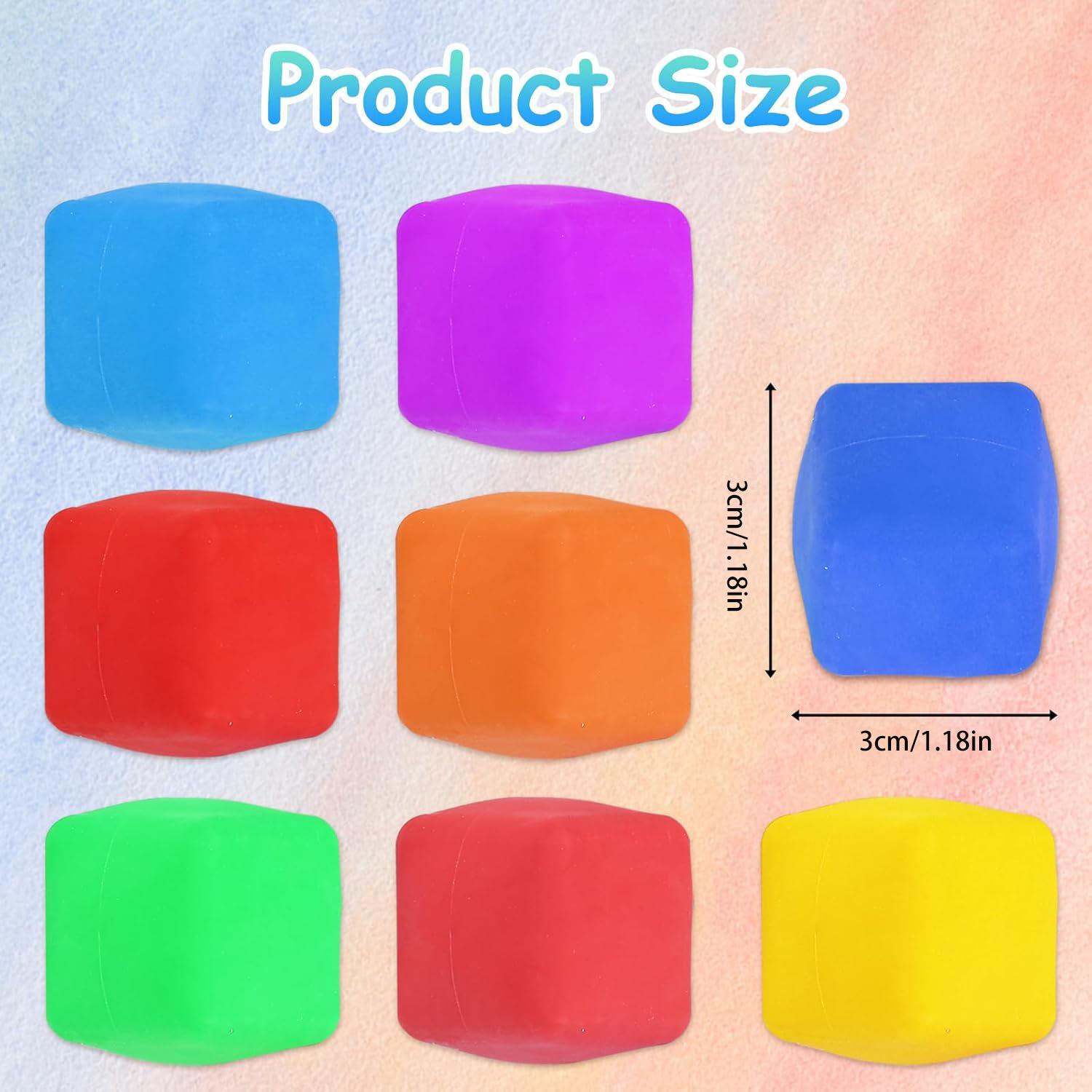 Random Color Squishy Cube, 8pcs Slow Rising Stress Relief Cube, Stretchy Fidget Cube for Anxiety Relief, Quiet Fidgets for Classroom