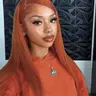 28 Inch Orange Color Long Straight Lace Front Wigs for Women, Gorgeous Fluffy Wigs without Bangs, Synthetic Wigs for Party, Daily Use