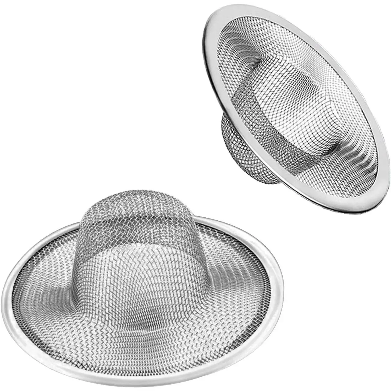 2 count Heavy Duty Stainless Steel Slop Basket Filter , 2.75" Top / 1" Mesh Metal Sink Strainer Shower Drain Hair Catcher for Kitchen Bathroom Bathtub Wash Basin Floor Balcony Drain Hole, Utility