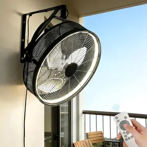 20" Wall Mounted Fan with Lights, 360? Adjustable Tilt,Garage Wall Mount Fan with Remote&APP, Plug in Wall Fan,6-Speed&Reversible Gazebo Fan,3CCT Dimmable&Timer for Toolroom,Patio,Warehouse