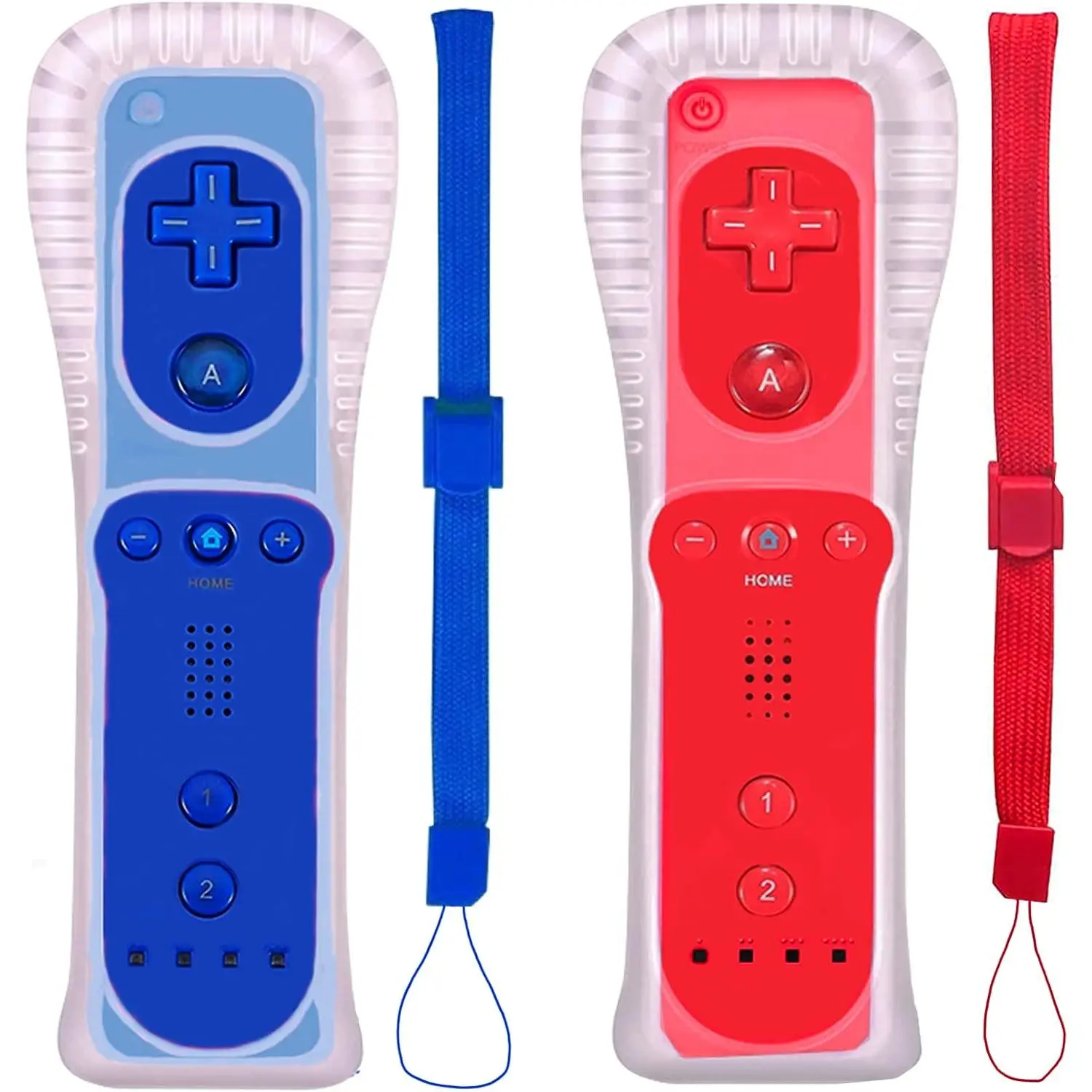 2 Packs Classic Remote Controller Compatible for Wii Wii U Console, Gamepad with Soft  Sleeve and Wrist Strap (Red and Dark Blue)