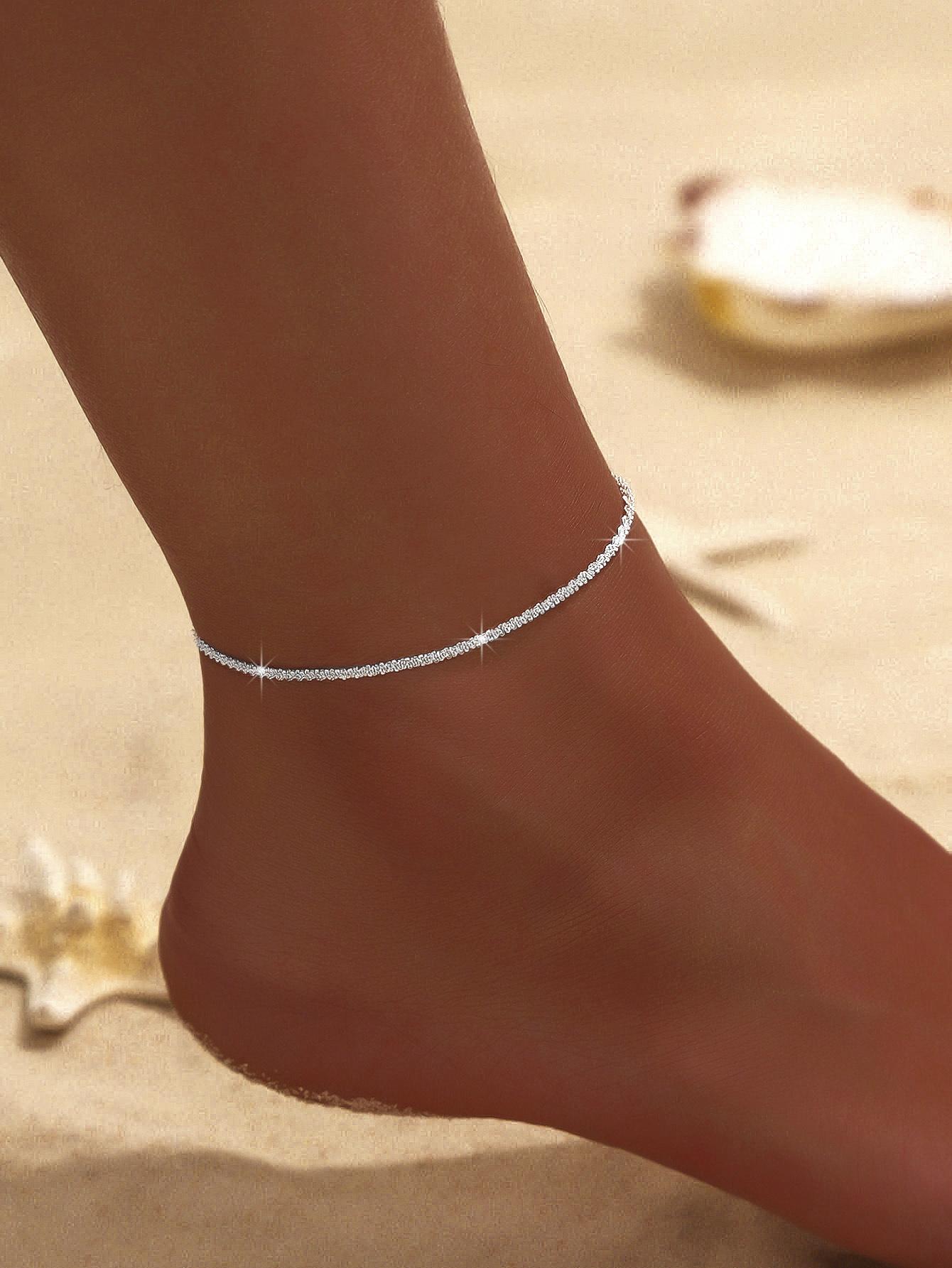 Fashionable hot-selling trendy sparkling anklet for women, high-end minimalist style, glittering starry anklet, beach gift