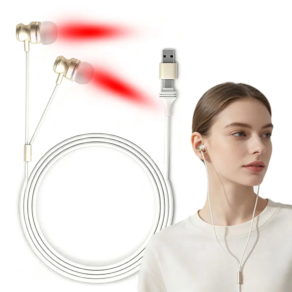 Relief for Tinnitus and Otitis Media 650nm Red Light Ear Therapy Device,Ear Care Tool,Ear Care Products,Portable Home Use,USB & USB-C Compatible,Red Light Irradiation