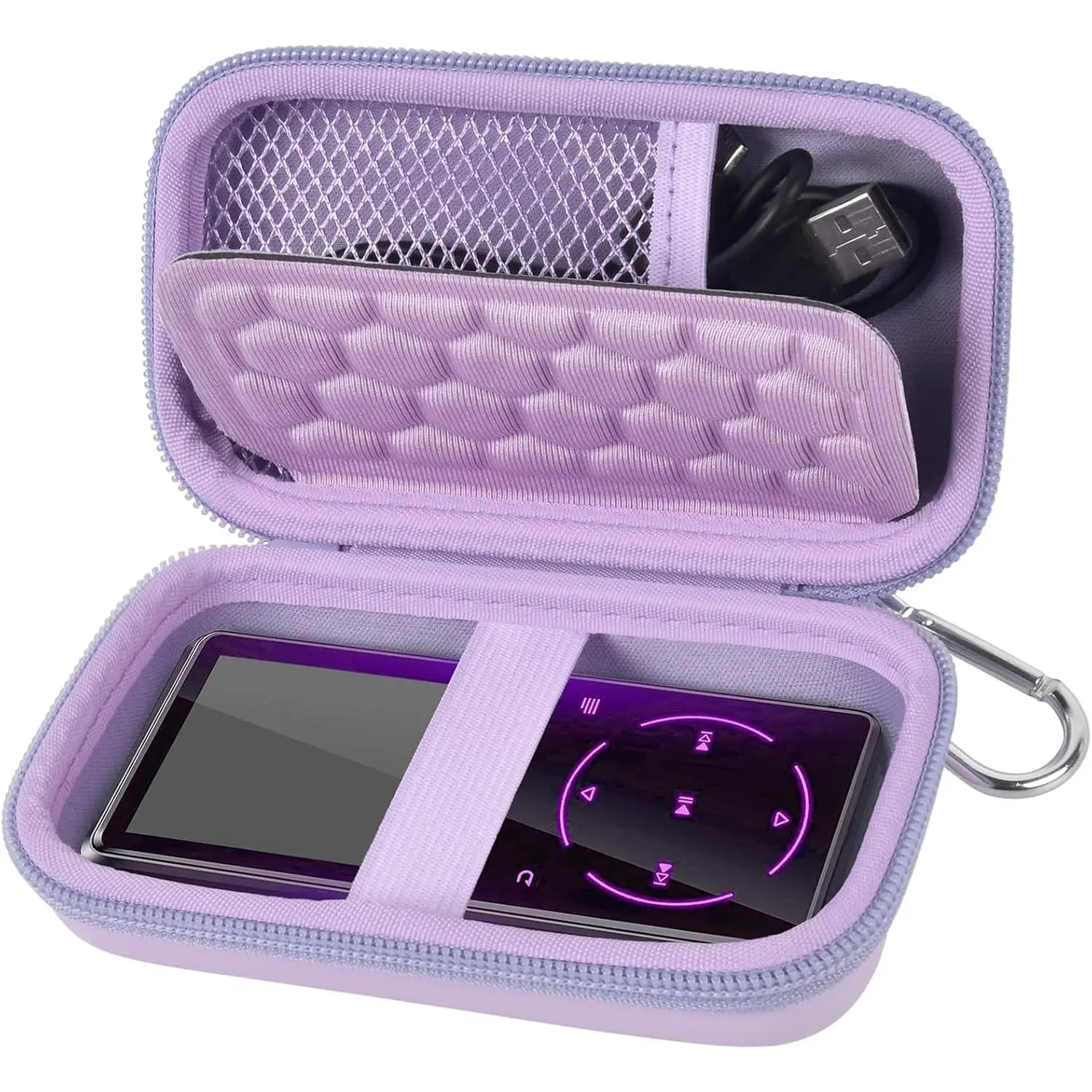 MP3 & MP4 Player Case for SOULCKER/G.G.Martinsen/Grtdhx/iPod Nano/Sandisk Music Player/Sony NW-A45 and Other Music Players with Bluetooth.Fit for Earbuds, USB Cable, Memory Card - Purple