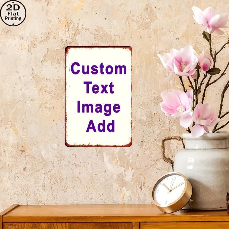 2D FlatCustomizable Metal Sign - Personalized Text/Image/Logo, UV Printed Durable Metal Wall Art Easy Wall-Mounted Installation for Home, Office, Bar, Kitchen Decor - Thoughtful Gift for Employees, Customers, Family, Metal Wall Art Decor, Bar Decoration