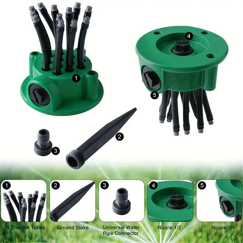 360 Degree Automatic Multi-head Watering Sprayer Nozzle, Garden Sprinkler Head, Yard Watering Device, Watering Equipment for Garden, Modern Garden Water Hose, Automatic Plants Watering, Garden Accessories