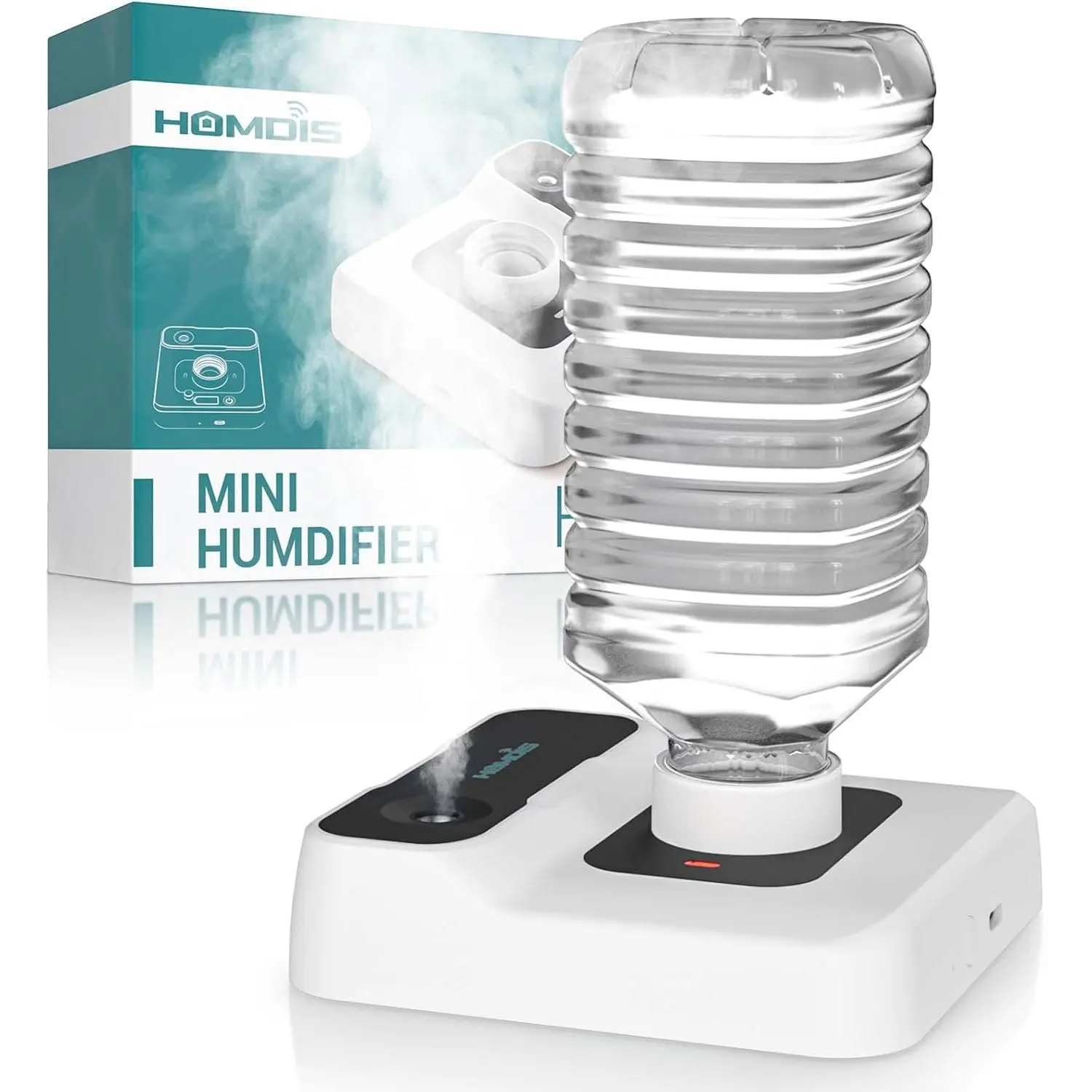 Portable Mini Humidifier for Travel, Hotel, Bedroom, Office, and Indoor Plants, with Auto Shut-Off, Nightlight, and Storage Bag, White
